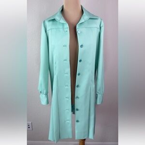 Vintage MOD Mint Green Handmade Pintuck Button Front Dress Jacket Women's M